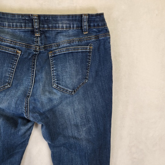 ENCORE JEANS Womens Size 11 Blue Distressed Ripped‎ Frayed Hem Skinny Jeans - Picture 8 of 8